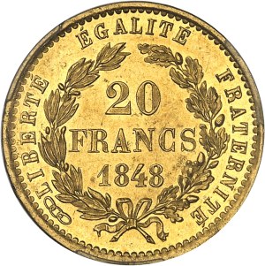 IIe République (1848-1852). Essai de 20 francs, en Or, concours de 1848, par Magniadas, Frappe spéciale (SP) 1848, Paris.