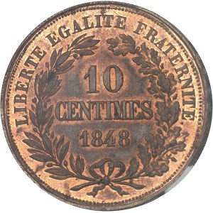 IIe République (1848-1852). Essai-piéfort de 10 centimes, concours de 1848, premier type par Gayrard 1848, Paris.
