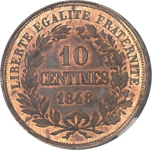 IIe République (1848-1852). Essai-piéfort de 10 centimes, 1848 competition, first type by Gayrard 1848, Paris.
