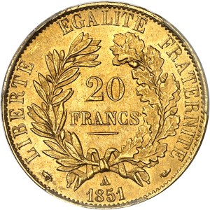 Second Republic (1848-1852). 20 francs Cérès 1851, A, Paris.