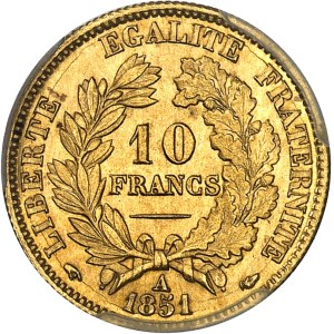 IIe République (1848-1852). 10 francs Cérès 1851, A, Paris.