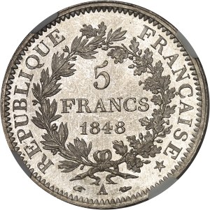 Second Republic (1848-1852). 5 francs Hercule 1848, A, Paris.