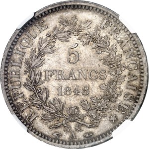 Second Republic (1848-1852). 5 francs Hercule 1848, A, Paris.