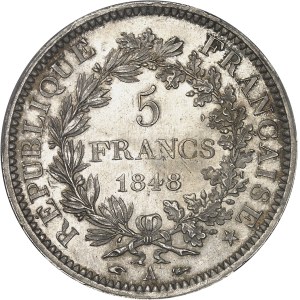 IIe République (1848-1852). 5 francs Hercule 1848, A, Paris.