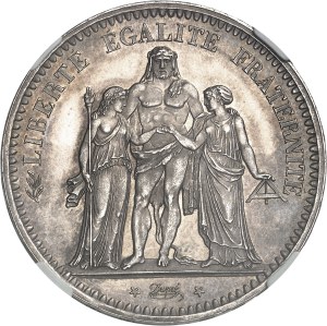 Second Republic (1848-1852). 5 francs Hercule, Flan bruni (PROOF) 1849, A, Paris.