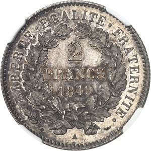 Second Republic (1848-1852). 2 francs Cérès (Flan bruni appearance) 1849, A, Paris.