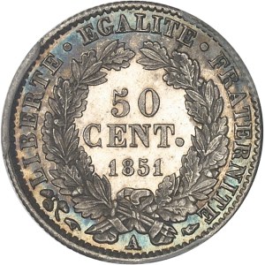 IIe République (1848-1852). 50 centimes Cérès, Flan bruni (PROOF) 1851, A, Paris.