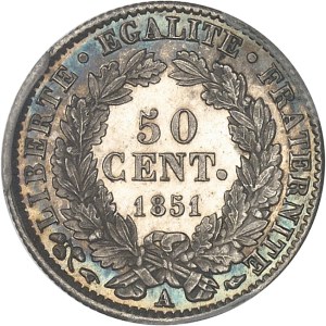 Second Republic (1848-1852). 50 centimes Cérès, Flan bruni (PROOF) 1851, A, Paris.