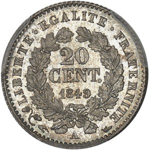 IIe République (1848-1852). 20 centimes Cérès 1849, A, Paris.