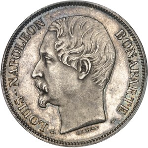 IIe République (1848-1852). 5 francs J. J. BARRE, 2e épreuve, tranche en relief, Frappe spéciale (SP) 1852, A, Paris.