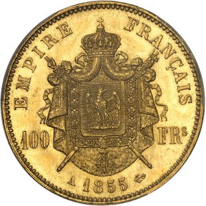 Second Empire / Napoléon III (1852-1870). 100 francs tête nue 1855, A, Paris.