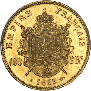 Second Empire / Napoleon III (1852-1870). 100 francs nude head 1855, A, Paris.