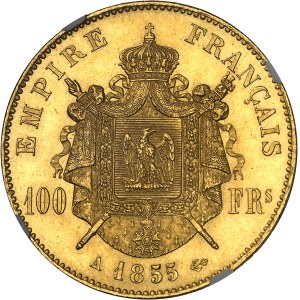 Second Empire / Napoléon III (1852-1870). 100 francs tête nue 1855, A, Paris.