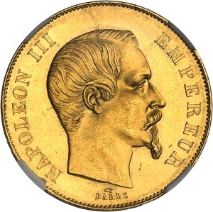 Second Empire / Napoleon III (1852-1870). 50 francs nude head 1855, A, Paris.