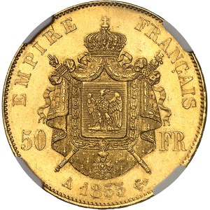 Second Empire / Napoléon III (1852-1870). 50 francs tête nue 1855, A, Paris.