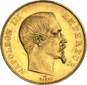 Second Empire / Napoleon III (1852-1870). 50 francs nude head 1855, A, Paris.