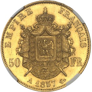 Second Empire / Napoléon III (1852-1870). 50 francs tête nue 1857, A, Paris.