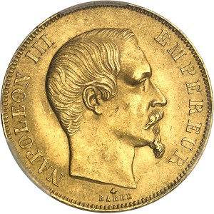 Second Empire / Napoléon III (1852-1870). 50 francs tête nue 1858, BB, Strasbourg.