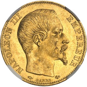 Second Empire / Napoléon III (1852-1870). 20 francs tête nue 1857, A, Paris.