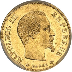 Second Empire / Napoléon III (1852-1870). 10 francs tête nue grand module 1855, BB, Strasbourg.