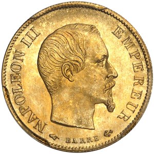 Second Empire / Napoleon III (1852-1870). 10 francs bare head large module 1859, A, Paris.