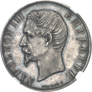 Second Empire / Napoleon III (1852-1870). Proof of 2 francs bare head, smooth edge, by Bouvet 1856, Paris.