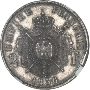 Second Empire / Napoléon III (1852-1870). Épreuve de 2 francs tête nue, tranche lisse, par Bouvet 1856, Paris.