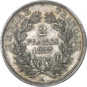 Second Empire / Napoleon III (1852-1870). 2 francs bare head 1857, A, Paris.