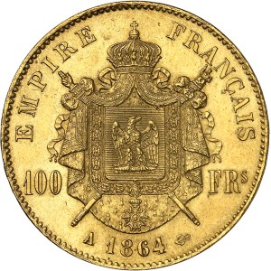 Second Empire / Napoléon III (1852-1870). 100 francs tête laurée 1864, A, Paris.