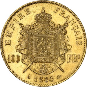 Second Empire / Napoleon III (1852-1870). 100 francs tête laurée 1864, A, Paris.