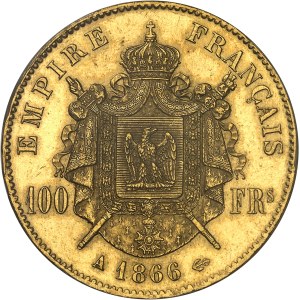 Second Empire / Napoléon III (1852-1870). 100 francs tête laurée 1866, A, Paris.