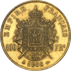 Second Empire / Napoleon III (1852-1870). 100 francs tête laurée 1866, A, Paris.