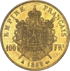 Second Empire / Napoleon III (1852-1870). 100 francs tête laurée 1869, A, Paris.
