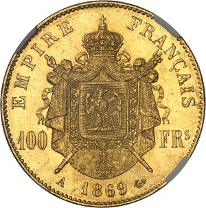 Second Empire / Napoleon III (1852-1870). 100 francs tête laurée 1869, A, Paris.