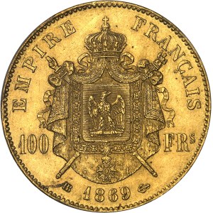 Second Empire / Napoléon III (1852-1870). 100 francs tête laurée 1869, BB, Strasbourg.