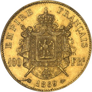 Second Empire / Napoleon III (1852-1870). 100 francs head laurel 1869, BB, Strasbourg.