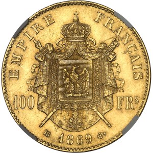 Second Empire / Napoléon III (1852-1870). 100 francs tête laurée 1869, BB, Strasbourg.