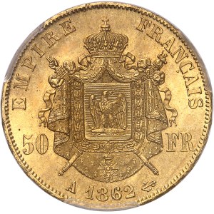 Second Empire / Napoléon III (1852-1870). 50 francs tête laurée 1862 [6/5], A, Paris.