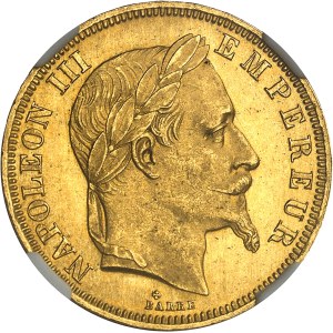 Second Empire / Napoléon III (1852-1870). 50 francs tête laurée 1866, BB, Strasbourg.