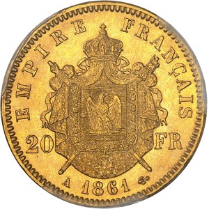 Second Empire / Napoléon III (1852-1870). 20 francs tête laurée 1861, A, Paris.