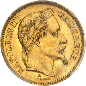 Second Empire / Napoleon III (1852-1870). 20 francs tête laurée 1864, A, Paris.