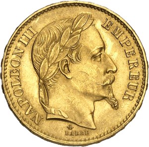 Second Empire / Napoleon III (1852-1870). 20 francs head laurel 1869, A, Paris.