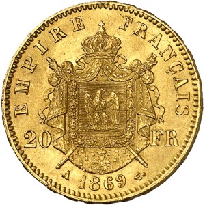 Second Empire / Napoléon III (1852-1870). 20 francs tête laurée 1869, A, Paris.