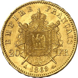 Second Empire / Napoleon III (1852-1870). 20 francs head laurel 1869, A, Paris.
