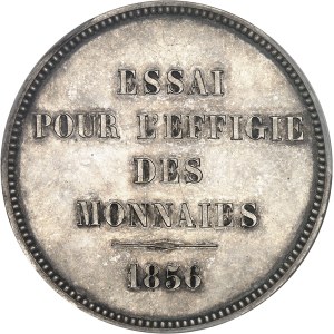 Second Empire / Napoléon III (1852-1870). Essai de 5 francs pour l’effigie des monnaies tête laurée, par Dantzell, Frappe spéciale (SP) 1856, Paris.