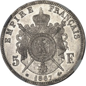 Second Empire / Napoléon III (1852-1870). 5 francs tête laurée 1867, A, Paris.
