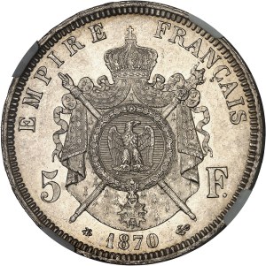 Second Empire / Napoleon III (1852-1870). 5 francs laurel head 1870, A, Paris.