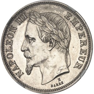 Second Empire / Napoléon III (1852-1870). Essai de 2 francs tête laurée, au double différent ancre, tranche lisse, Flan bruni (PROOF) 1862, E, Paris.