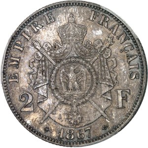 Second Empire / Napoléon III (1852-1870). 2 francs tête laurée 1867, A, Paris.
