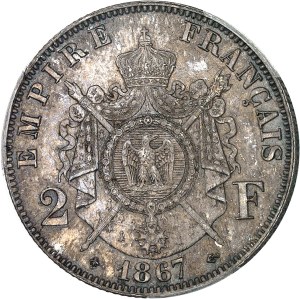 Second Empire / Napoleon III (1852-1870). 2 francs head laurel 1867, A, Paris.